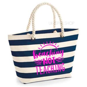 bedankt-juf-tas-strand-vakantie-beach-afscheid-schooljaar-einde-basisschool-leerkracht-juffen-lerares-leerkracht-blauw-neon-pink