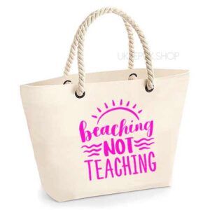 bedankt-juf-tas-strand-vakantie-beach-afscheid-schooljaar-einde-basisschool-leerkracht-juffen-lerares-leerkracht-ecru-neon-pink