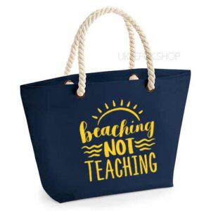 bedankt-juf-tas-strand-vakantie-beach-afscheid-schooljaar-einde-basisschool-leerkracht-juffen-lerares-leerkracht-navy-geel