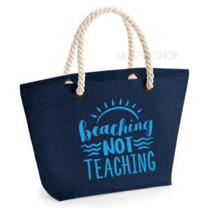 bedankt-juf-tas-strand-vakantie-beach-afscheid-schooljaar-einde-basisschool-leerkracht-juffen-lerares-leerkracht-navy-light-blue