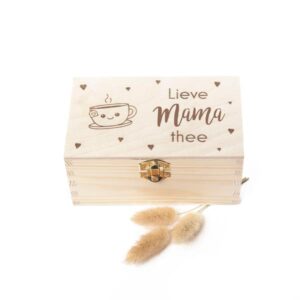 Theedoos lieve mama thee. Houten theedoos, ideaal als Moederdag cadeau of verjaardagscadeau voor mama.