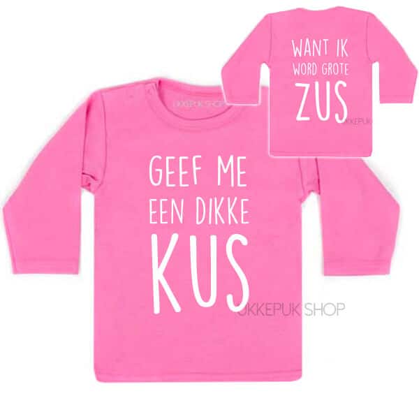 Verwonderlijk Shirt Geef me een dikke kus, want ik word grote zus! - Ukkepuk.shop TI-95