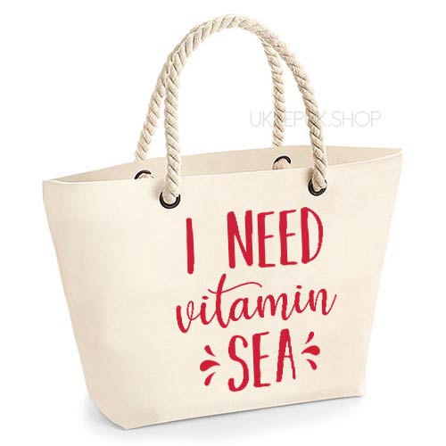 strandtas-tas-strand-beach-bag-beach-zee-sea-holiday-vakantie-i-need-vitamin-sea-zee-ecru-rood